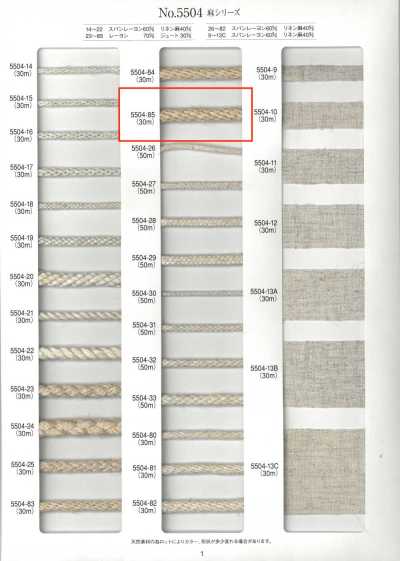 5504-85 Linen Series Round Cord, Kongo Braid