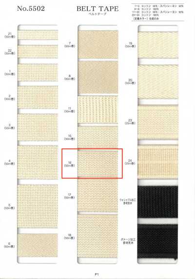 NO5502-16 Belt Tape, Thick Woven