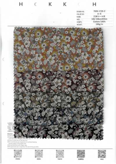 7026-1720-2 21W Corduroy Sarasa Floral