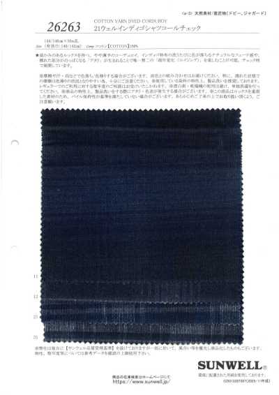 26263 21-Wale Indigo Shirt Corduroy Check