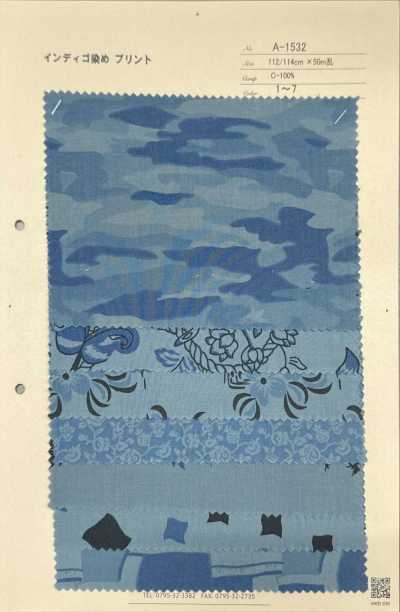 A-1532 Pattern Mix Indigo-Dyed Print