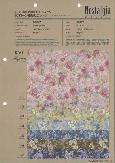 83077 60 Lawn Unbleached Cotton Nostalgia Collection Mignon