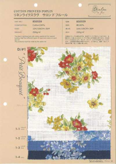 850559 Linen-like Slub Salon De Fleur Petit Bouquet