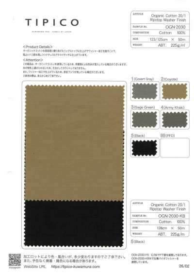 OGN-2030 Washed Organic Ripstop
