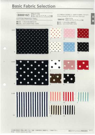 B88610Z 20s Twill Polka Dot, Stripe, And Check Pattern Half Fold