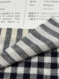 59992 C/L Netty Slub Ecru Check & Stripe[Textile / Fabric] VANCET Sub Photo