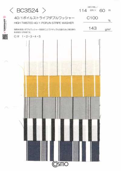 BC3524 40/1 Voile Stripe Double Washer Finish