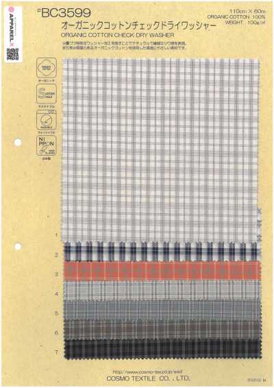 BC3599 Organic Cotton Check Dry Washer Finish
