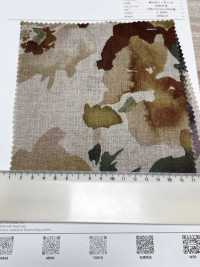 7027-720-1 100 Linen Loomstate Watercolor Large Flowers[Textile / Fabric] HOKKOH Sub Photo