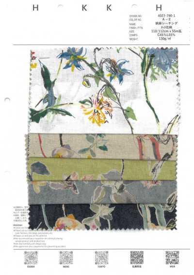 4027-790-1 Cotton Linen Sheeting Floral Touch