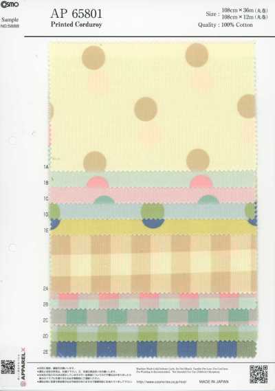 AP65801 Dot & Check Print Corduroy (Full Roll)