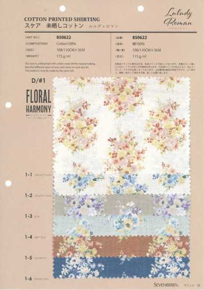 850622 Lawn Unbleached Cotton Rurudi Roman Floral Harmony