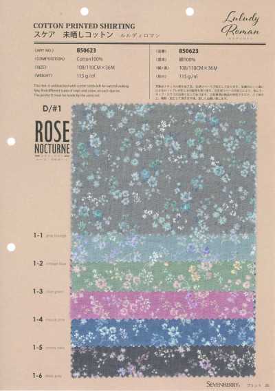850623 Lawn Unbleached Cotton Luludi Roman Rose Nocturne