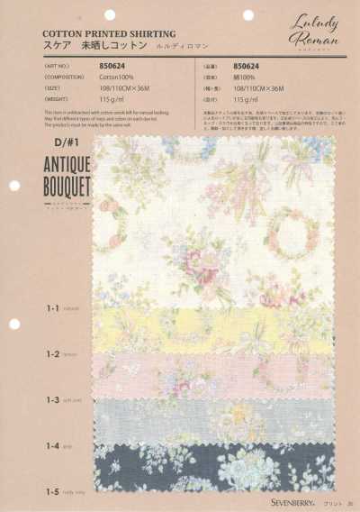 850624 Lawn Unbleached Cotton Luludi Roman Antique Bouquet