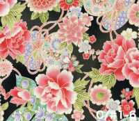 850628 Lawn Floral Gold Japanese Pattern, Peony, Chrysanthemum, Hollyhock And Drum[Textile / Fabric] VANCET Additional Images