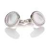 A-3-C Sterling Silver Formal Cuffs White Mother Of Pearl Shell Silver Round