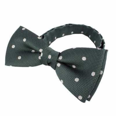 BF-601 Polka Dot Bow Tie, Green, Silk, Made In Japan