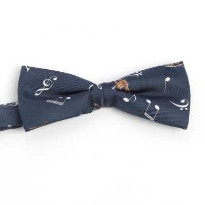 BF-JAZZ-NV Silk Print Bow Tie Jazz Navy Blue