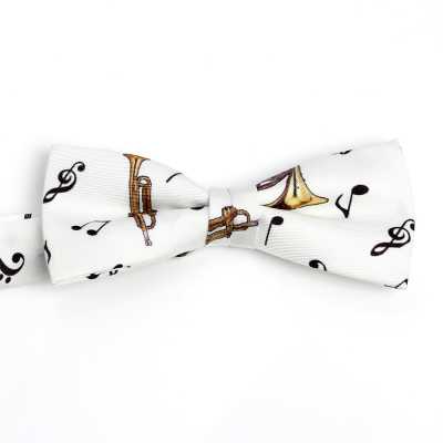 BF-JAZZ-WH Silk Print Bow Tie Jazz White