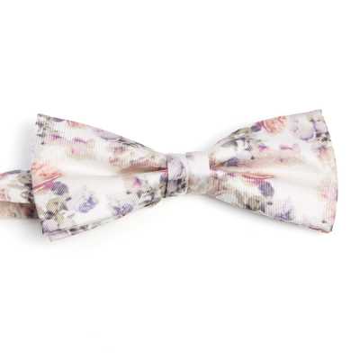 BF-ROSE-WH Screen Print Bow Tie Rose White