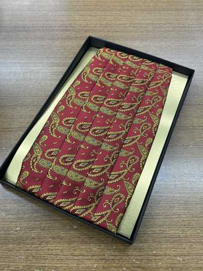 CM-951 Silk Cummerbund, Red Paisley Pattern