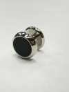 E-1 Stud Buttons, Onyx, Silver, Round (1 Piece)