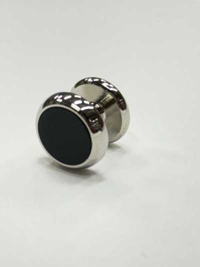 E-1 Stud Button Onyx Silver Round (Per Piece)
