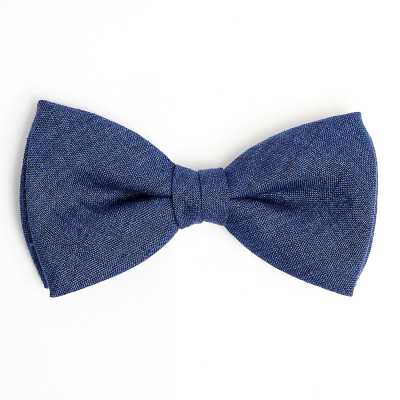 HBF-02 HARISSONS Linen Bow Tie Blue
