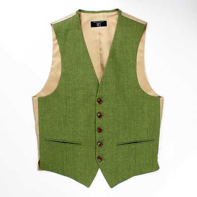 HLV-03 HARISSONS Linen Vest Green