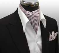 MS-402 Hand-tied Ascot Tie And Handkerchief Set , Wine Red[Formal Accessories] Yamamoto(EXCY) Sub Photo