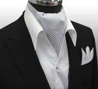 MS-403 Hand-tied Ascot Tie And Handkerchief Set, Light Grey[Formal Accessories] Yamamoto(EXCY) Sub Photo