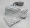 MS-403 Hand-tied Ascot Tie & Pocket Square Set Light Gray