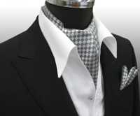 MS-5005 Hand-tied Ascot Tie And Handkerchief Set In Grey Check[Formal Accessories] Yamamoto(EXCY) Sub Photo