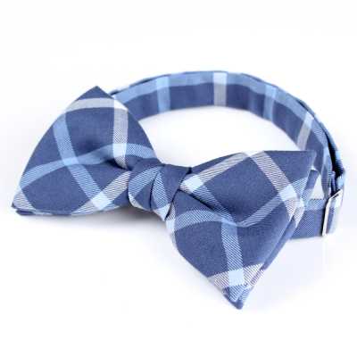 RBF-4118-06 Casual Bow Tie, Block Check, Navy Blue