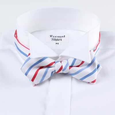 RBF-6258-77 Casual Bow Tie Pencil Stripe White/Red