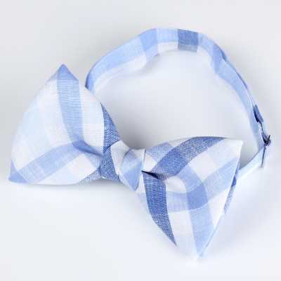 RBF-7047-10 Casual Bow Tie Block Check Blue/White