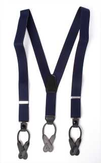 SR-206 Domestic Suspenders Navy Blue Hanging Leather Type[Formal Accessories] Yamamoto(EXCY) Sub Photo