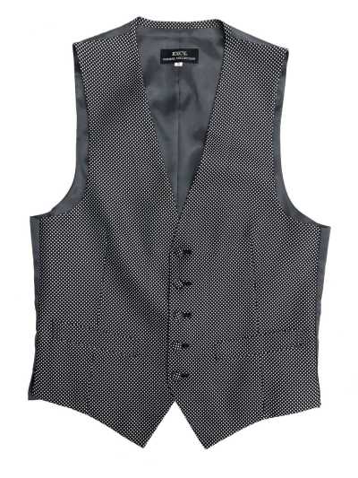 V-153N Formal Vest Silk Jacquard Check Navy Blue