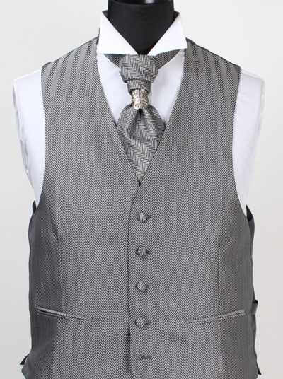 V-24 Formal Vest Made In Japan Herringbone Silver