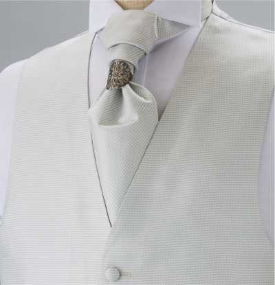 V-301 Formal Vest Silk Jacquard Silver