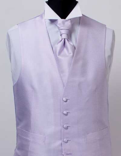 V-803 Formal Vest Silk Jacquard Check Lavender