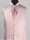 V-987PI Formal Vest In Silk Jacquard Stripes In Pink