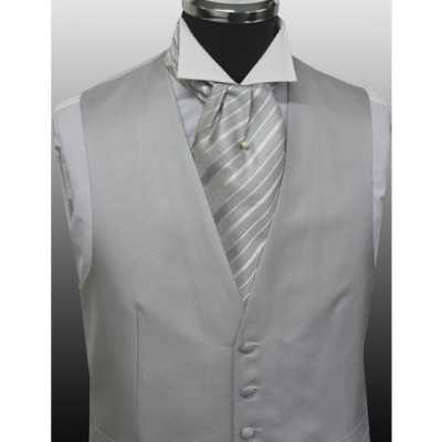 V-990 Formal Vest Silk Jacquard Silver Gray
