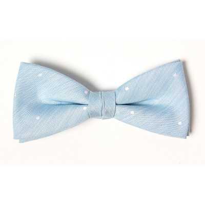 VBF-30 Bow Tie Made With VANNERS Fabric, Dot Pattern, Denim-like Jacquard, Ice Blue