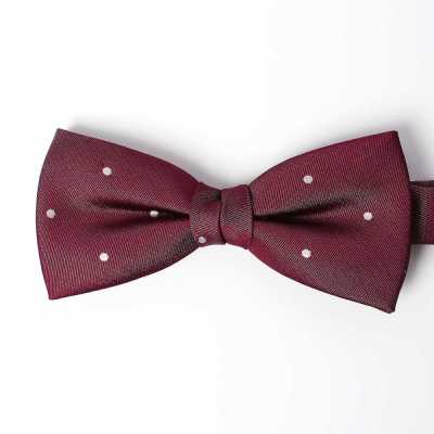 VBF-32 VANNERS Silk Bow Tie, Dot Denim-Like, Wine Red