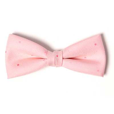 VBF-33 Bow Tie Made With VANNERS Fabric, Polka Dot Pattern, Denim-Like Jacquard, Pink