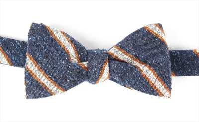 VMT-25 VANNERS Nep Silk Regimental Hand-Tied Bow Tie Navy Blue