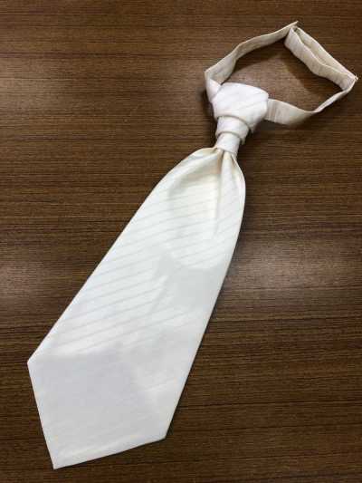 YT-110W Made In Japan Silk Wool Ascot Tie (Euro Tie) Stripe Pattern Off-White