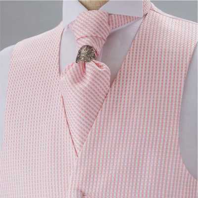 YT-20 Made In Japan Jacquard Ascot Tie (Euro Tie) Check Pattern Pink