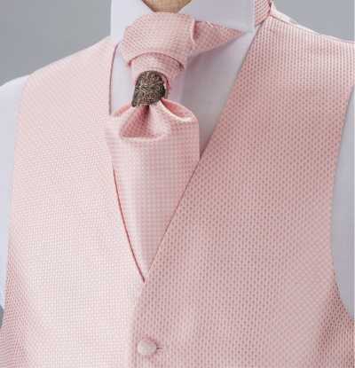 YT-984 Japanese-made Silk Ascot Tie (Euro Tie), Honeycomb Pattern, Pink